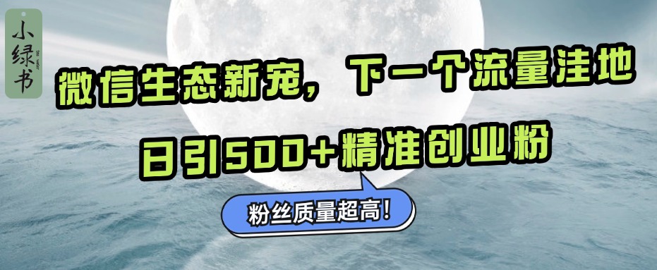 微信生态新宠小绿书：下一个流量洼地，粉丝质量超高，日引500+精准创业粉，-免费网赚资源网