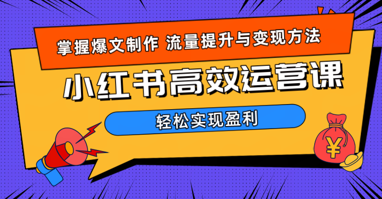 价值980小红书运营操作指南-免费网赚资源网