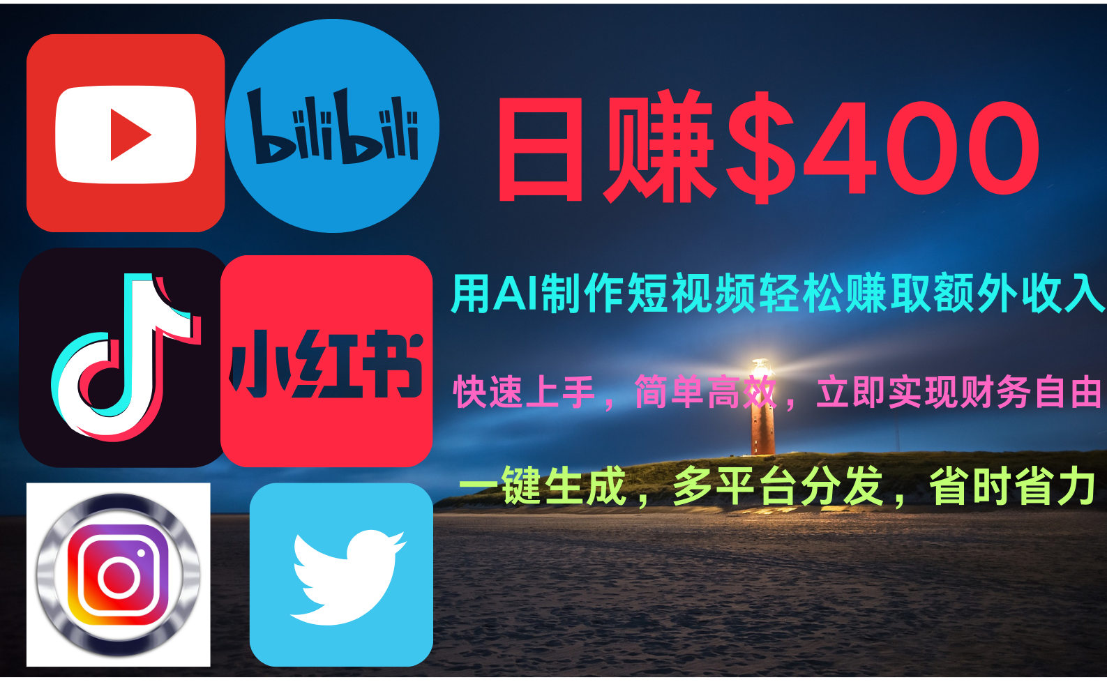 玩转全网视频平台，创造视频就能轻松赚取每天400美金-免费网赚资源网
