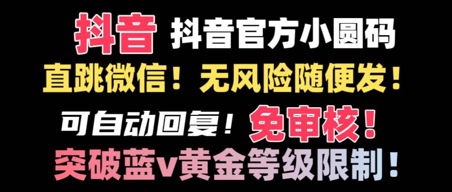 抖音二维码直跳微信技术！站内随便发不违规！！-免费网赚资源网