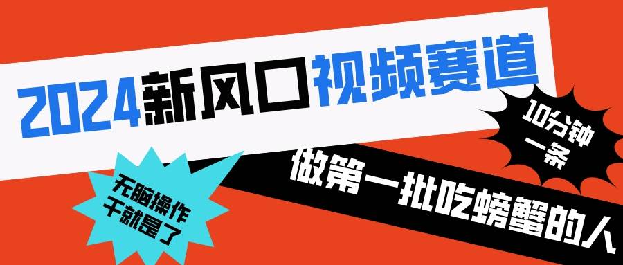 2024新风口视频赛道 做第一批吃螃蟹的人 10分钟一条原创视频 小白无脑操作1-免费网赚资源网