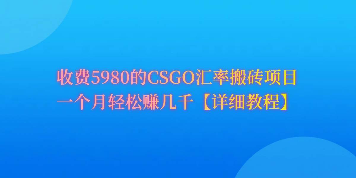 CSGO装备搬砖，月综合收益率高达60%，你也可以！-免费网赚资源网