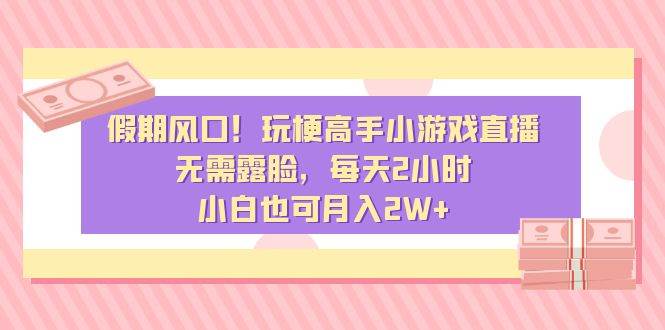 假期风口！玩梗高手小游戏直播，无需露脸，每天2小时，小白也可月入2W+-免费网赚资源网