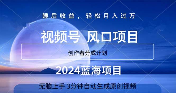 2024蓝海项目，3分钟自动生成视频，月入过万-免费网赚资源网