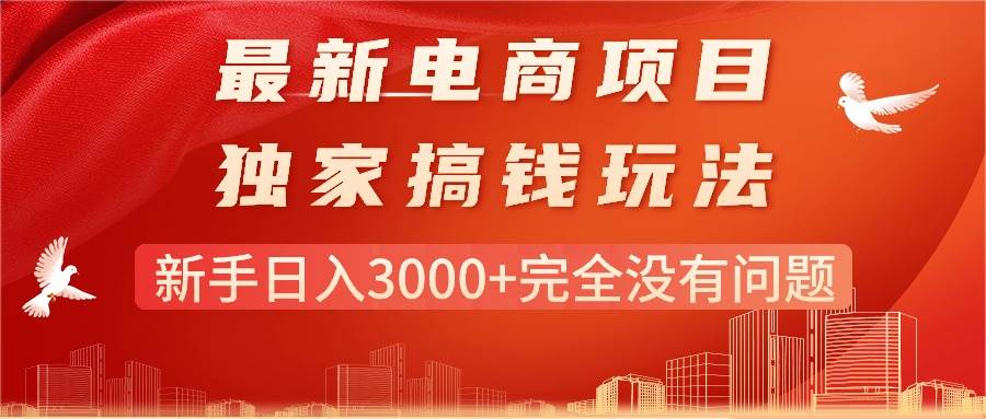 最新电商项目-搞钱玩法，新手日入3000+完全没有问题-免费网赚资源网
