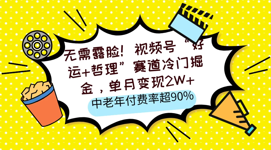 无需露脸！视频号“好运+哲理”赛道冷门掘金，单月变现2W+，中老年付费率超90%-免费网赚资源网