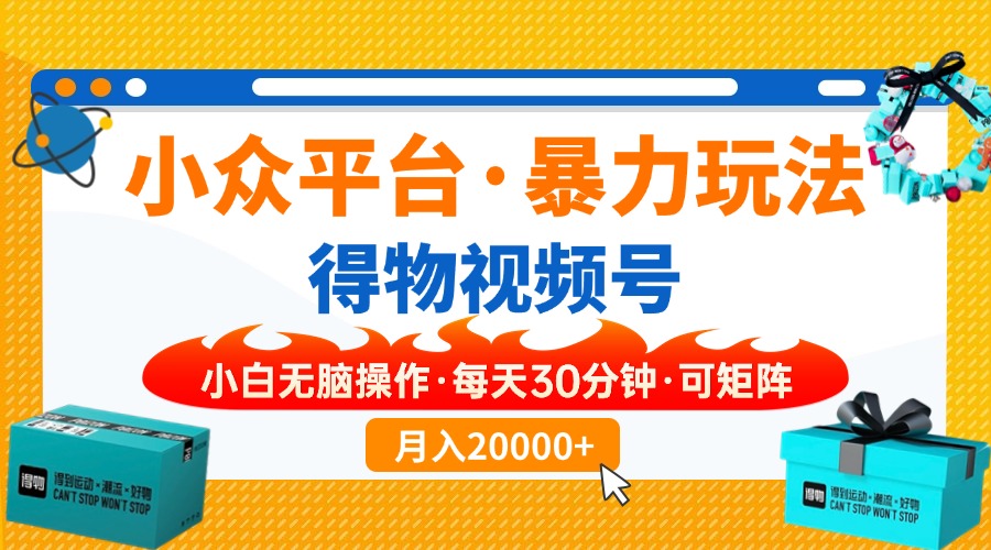 小众平台暴力玩法，一键搬运爆款视频，可矩阵小白无脑操作，每天30分钟…-免费网赚资源网